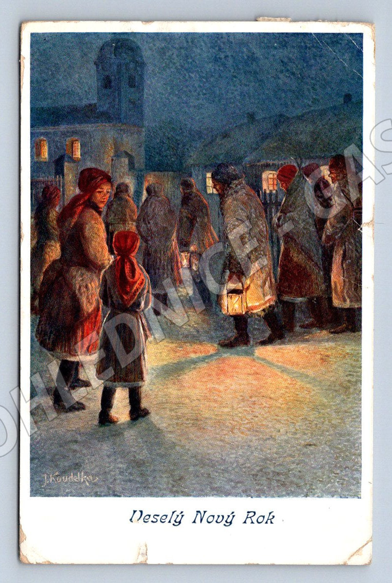 Postcard Happy New Year folk costumes (M2969)