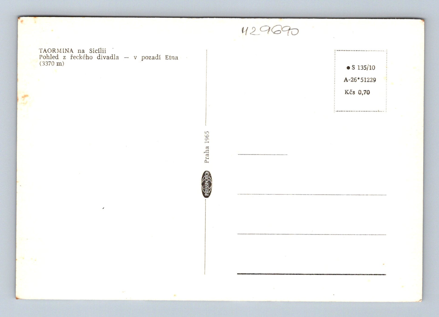 Pohlednice Itálie Taormina řecké divadlo Etna 1965 (M29690)