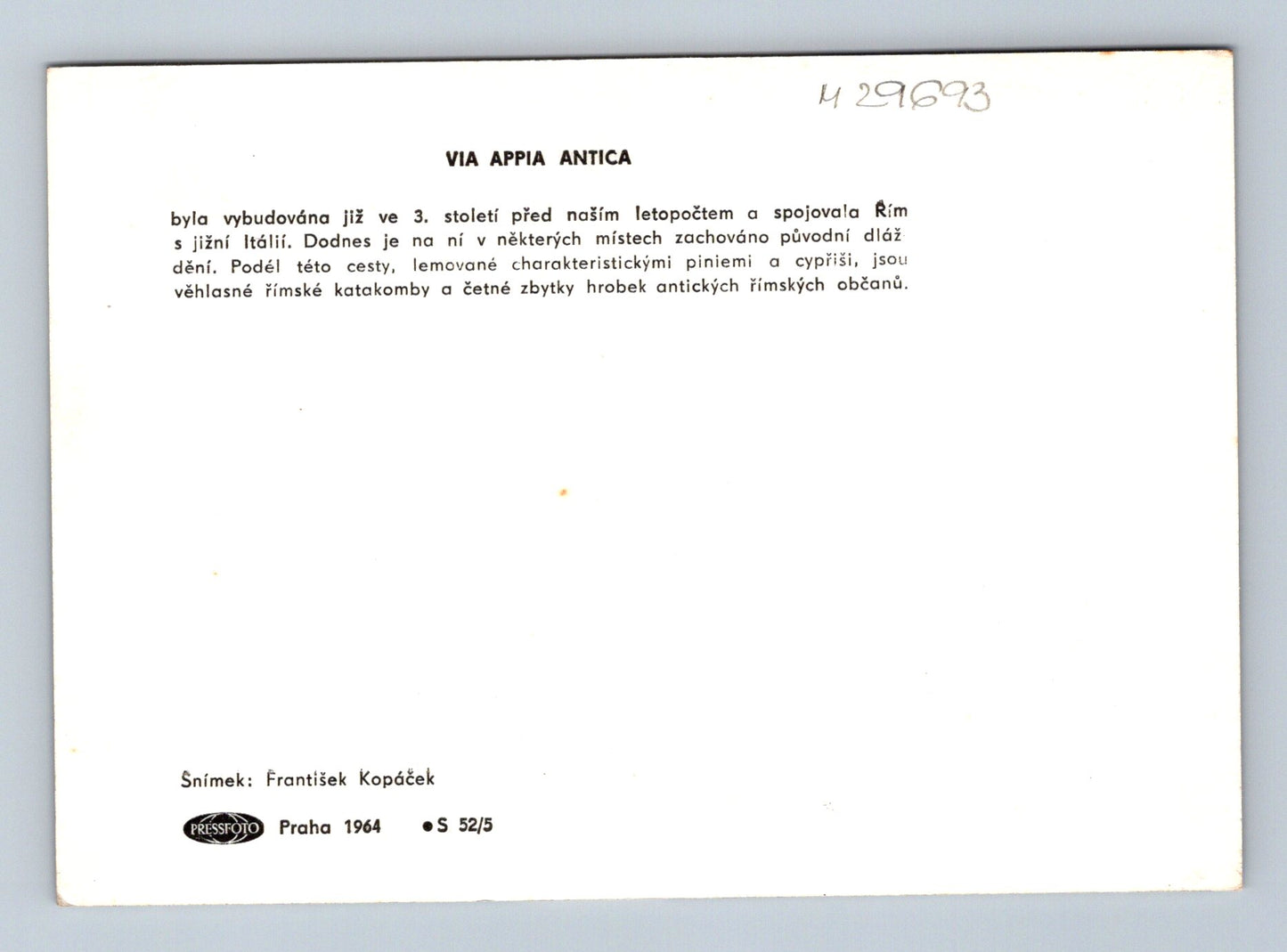 Pohlednice Itálie Via Appia Antica 1964 (M29693)