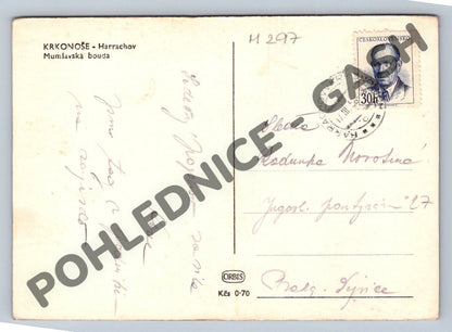 Pohlednice Krkonoše, Harrachov, Mumlavská bouda – zimní (M297)