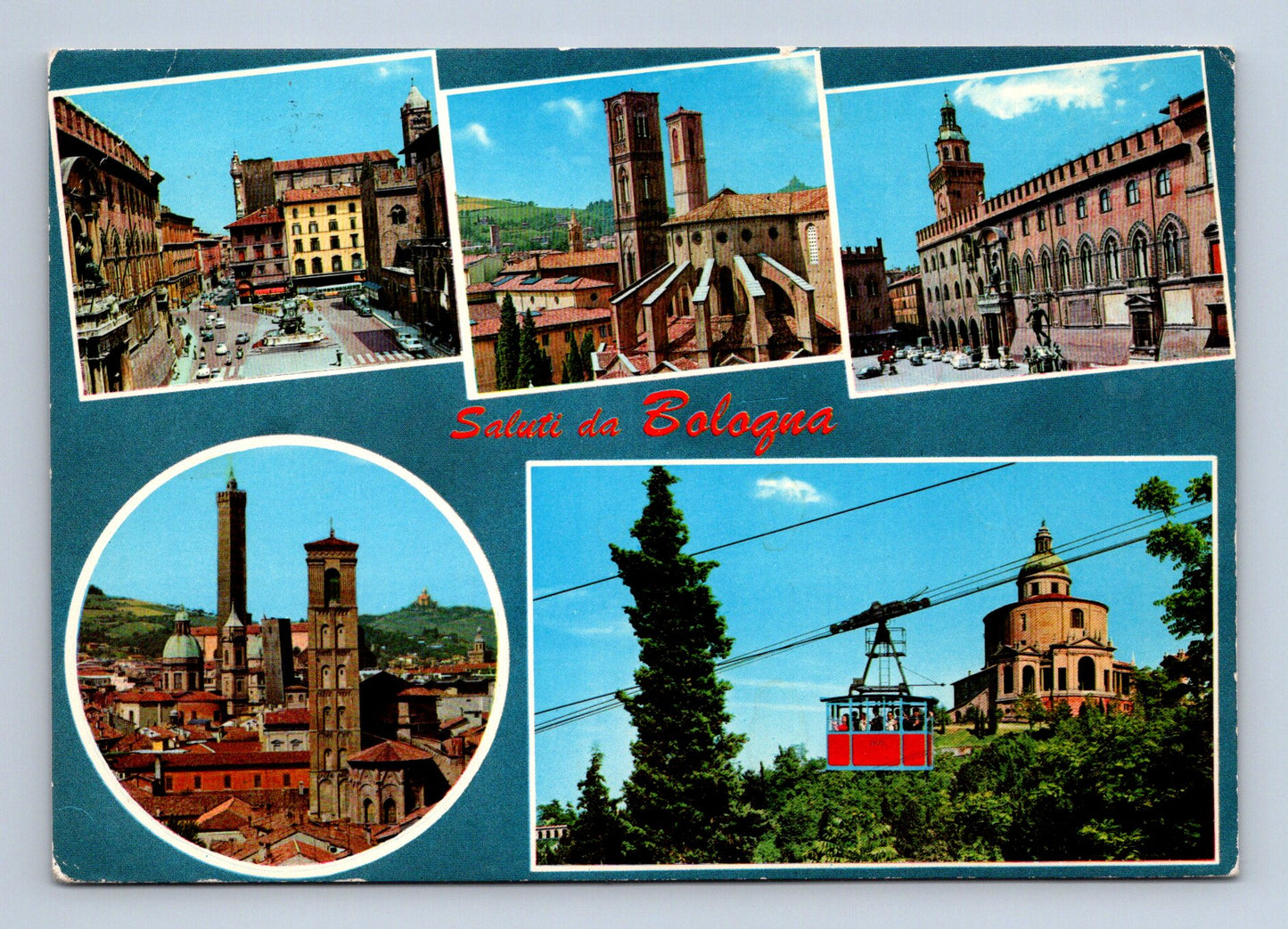 Pohlednice Itálie Bologna pohledy a lanovka 1979 (M29703)