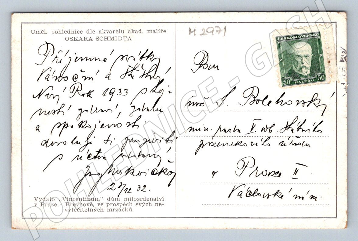 Postcard Oskar Schmidt winter landscape 1932 (M2971)