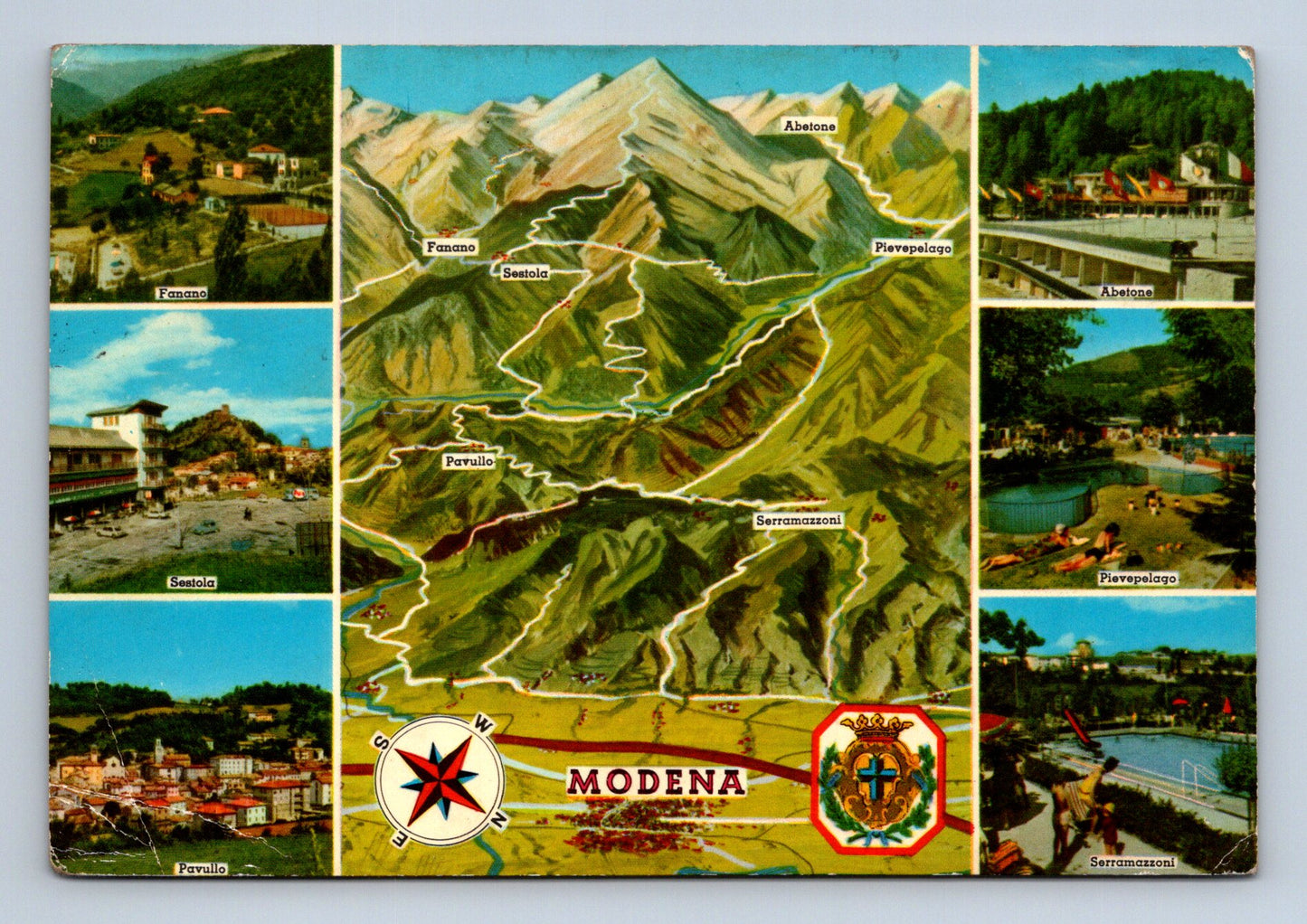 Pohlednice Itálie mapa oblasti Modena 1970 (M29712)