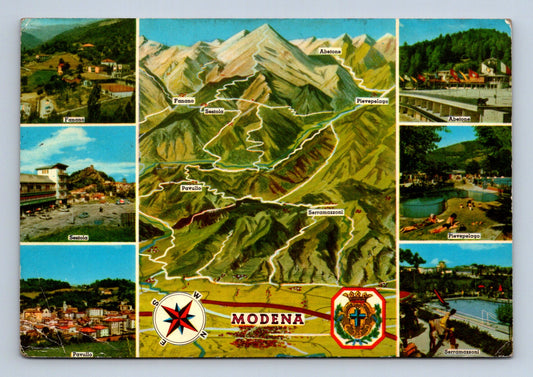Pohlednice Itálie mapa oblasti Modena 1970 (M29712)