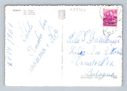 Pohlednice Itálie Rimini pláž 1961 (M29721)