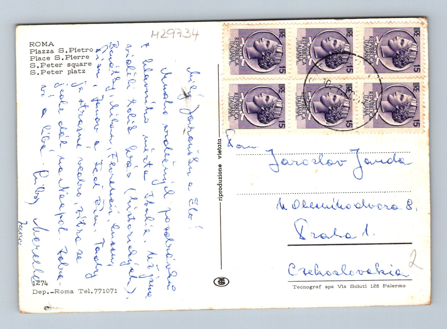 Pohlednice Itálie Řím Svatopetrské náměstí 197x (M29734)