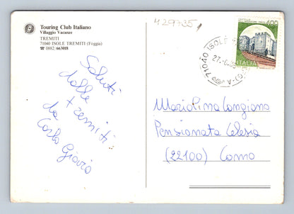 Pohlednice Itálie Tremiti kemping bungalovy 1981 (M29735)