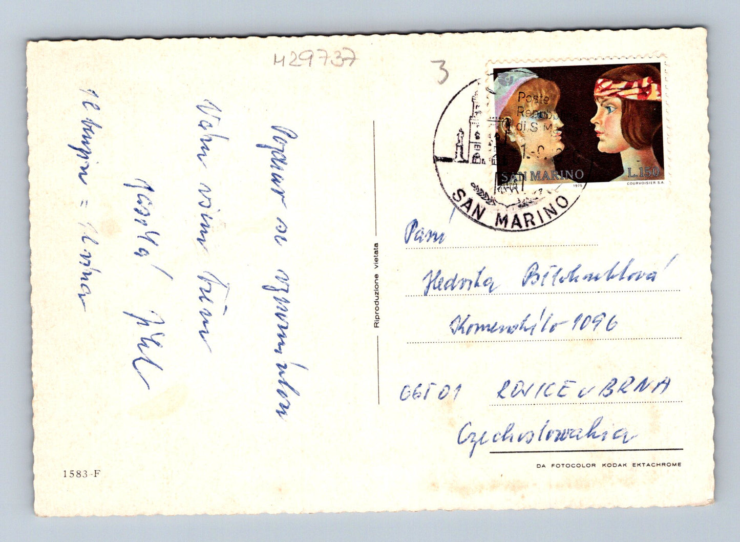 Pohlednice San Marino panorama a hrady 1973 (M29737)