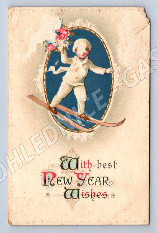 Postcard skiing New Year's card New York (M2974)