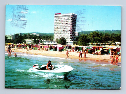 Pohlednice Bulharsko Zlatni Piasatsi pláž s hotelem 1982 (M29754)