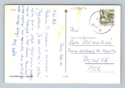 Pohlednice Jugoslávie Tivat záliv s kroji a hotely 1981 (M29787)