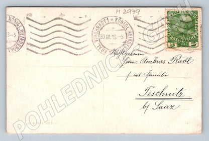 Postcard children and a snowman 1913 (M2979)