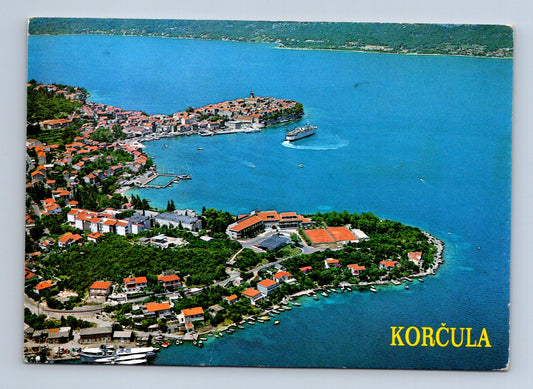 Pohlednice Chorvatsko Korčula letecký pohled 2014 (M29797)