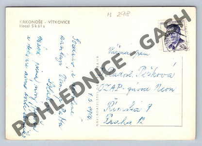 Pohlednice Krkonoše - Hotel Skála, Vítkovice, zimní pohlednice (M298)