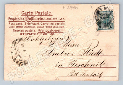 Postcard elf and pig New Year's motif (M2980)