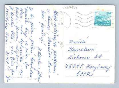 Pohlednice Jugoslávie Baška pláž s lidmi 1987 (M29801)