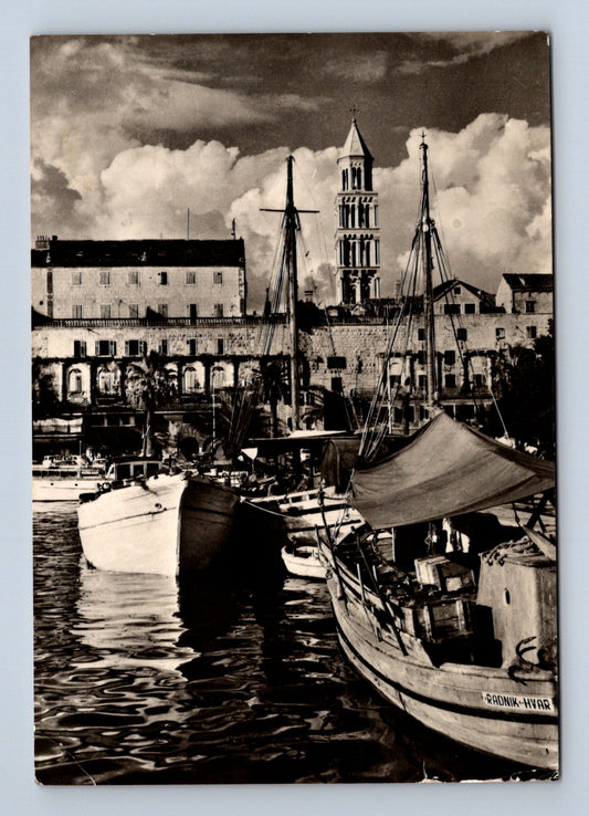 Pohlednice Chorvatsko Split přístav a Diokleciánův palác 1957 (M29809)