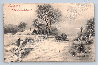 Postcard winter landscape and carriage Austria (M2981)
