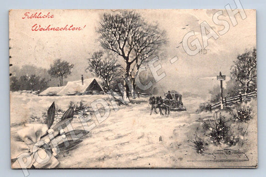 Postcard winter landscape and carriage Austria (M2981)