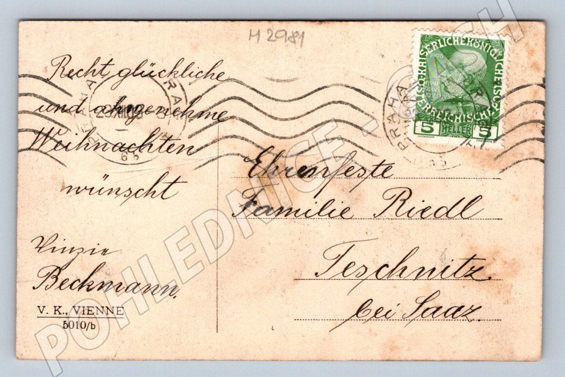 Postcard winter landscape and carriage Austria (M2981)