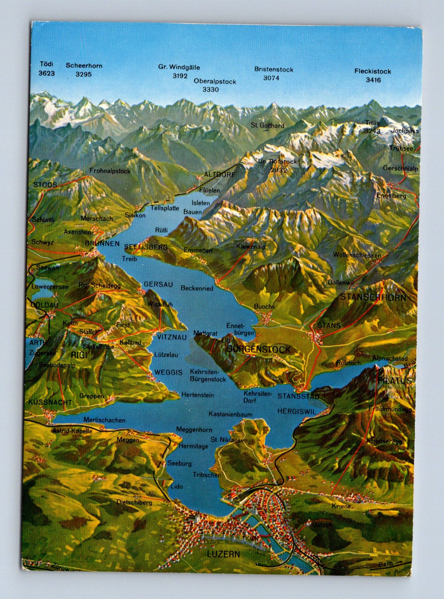 Pohlednice Švýcarsko reliefní mapa 1970 (M29817)