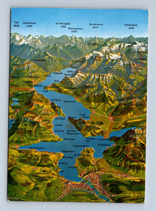 Pohlednice Švýcarsko reliefní mapa 1970 (M29817)