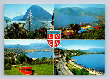 Pohlednice Švýcarsko Lugano různé pohledy 1980 (M29823)