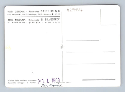 Pohlednice Itálie interiér restaurace a zvěřina 1968 (M29824)