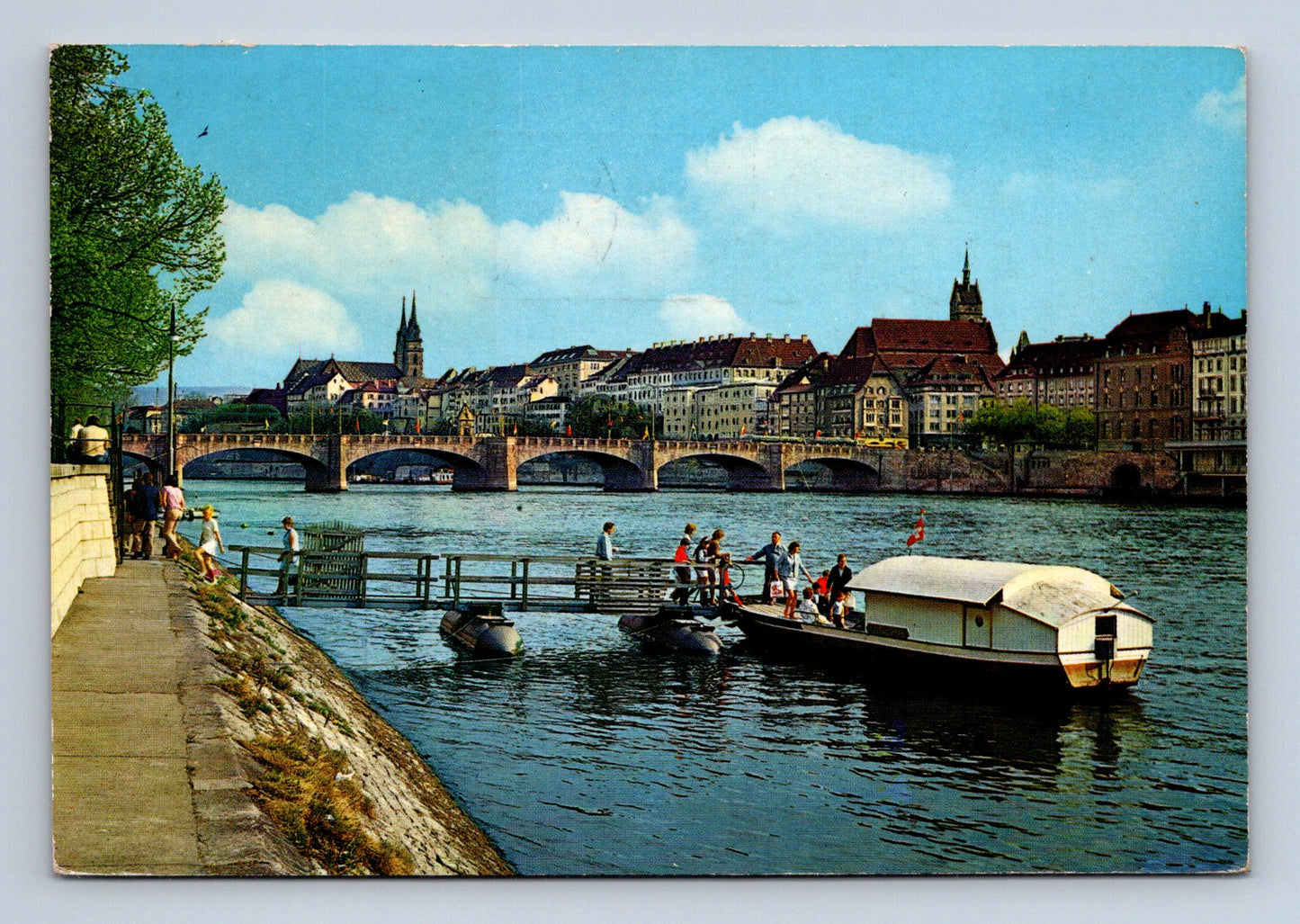 Pohlednice Švýcarsko Basel řeka Rýn s přívozem 1968 (M29825)