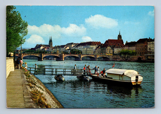 Pohlednice Švýcarsko Basel řeka Rýn s přívozem 1968 (M29825)