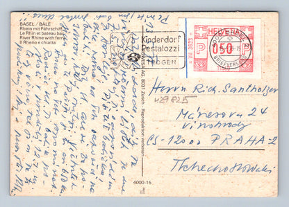 Pohlednice Švýcarsko Basel řeka Rýn s přívozem 1968 (M29825)