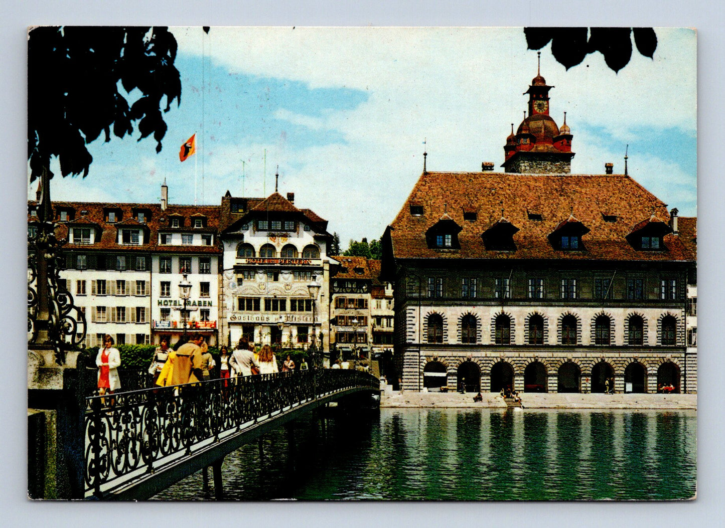 Pohlednice Švýcarsko Lucern Rathaus most 1976 (M29826)
