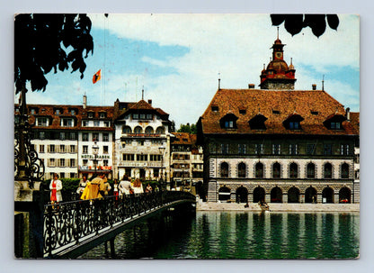 Pohlednice Švýcarsko Lucern Rathaus most 1976 (M29826)