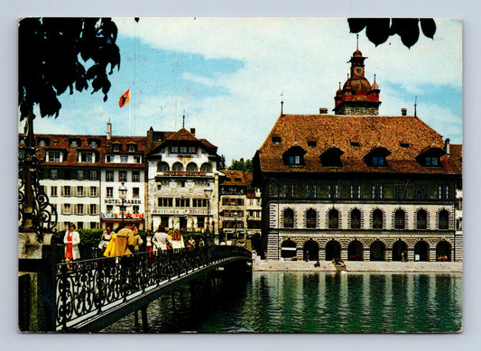 Pohlednice Švýcarsko Lucern Rathaus most 1976 (M29826)