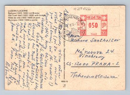 Pohlednice Švýcarsko Lucern Rathaus most 1976 (M29826)