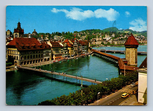 Pohlednice Švýcarsko Lucern staré město Kapellbrücke 1933 (M29831)