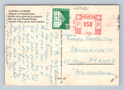 Pohlednice Švýcarsko Lucern staré město Kapellbrücke 1933 (M29831)