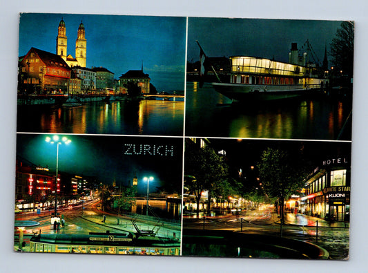 Pohlednice Švýcarsko Curych noční scény 1982 (M29834)
