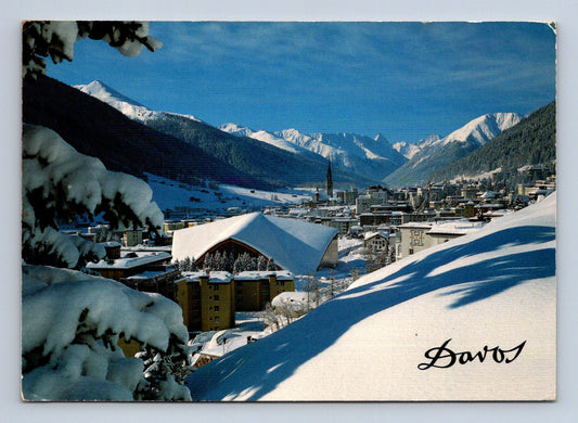 Pohlednice Švýcarsko Davos zimní krajina 1987 (M29836)