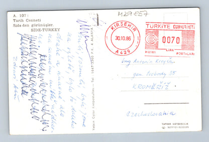 Pohlednice Turecko Side památky pláž 1986 (M29857)