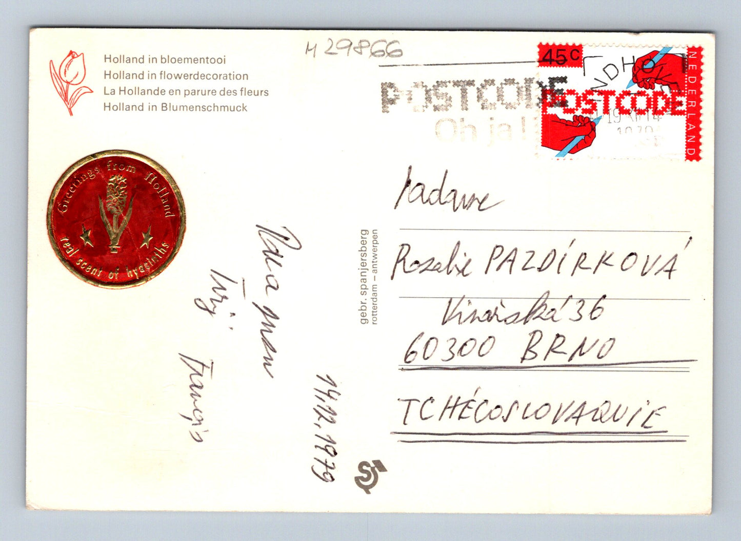 Pohlednice Holandsko květinové pole 1979 (M29866)