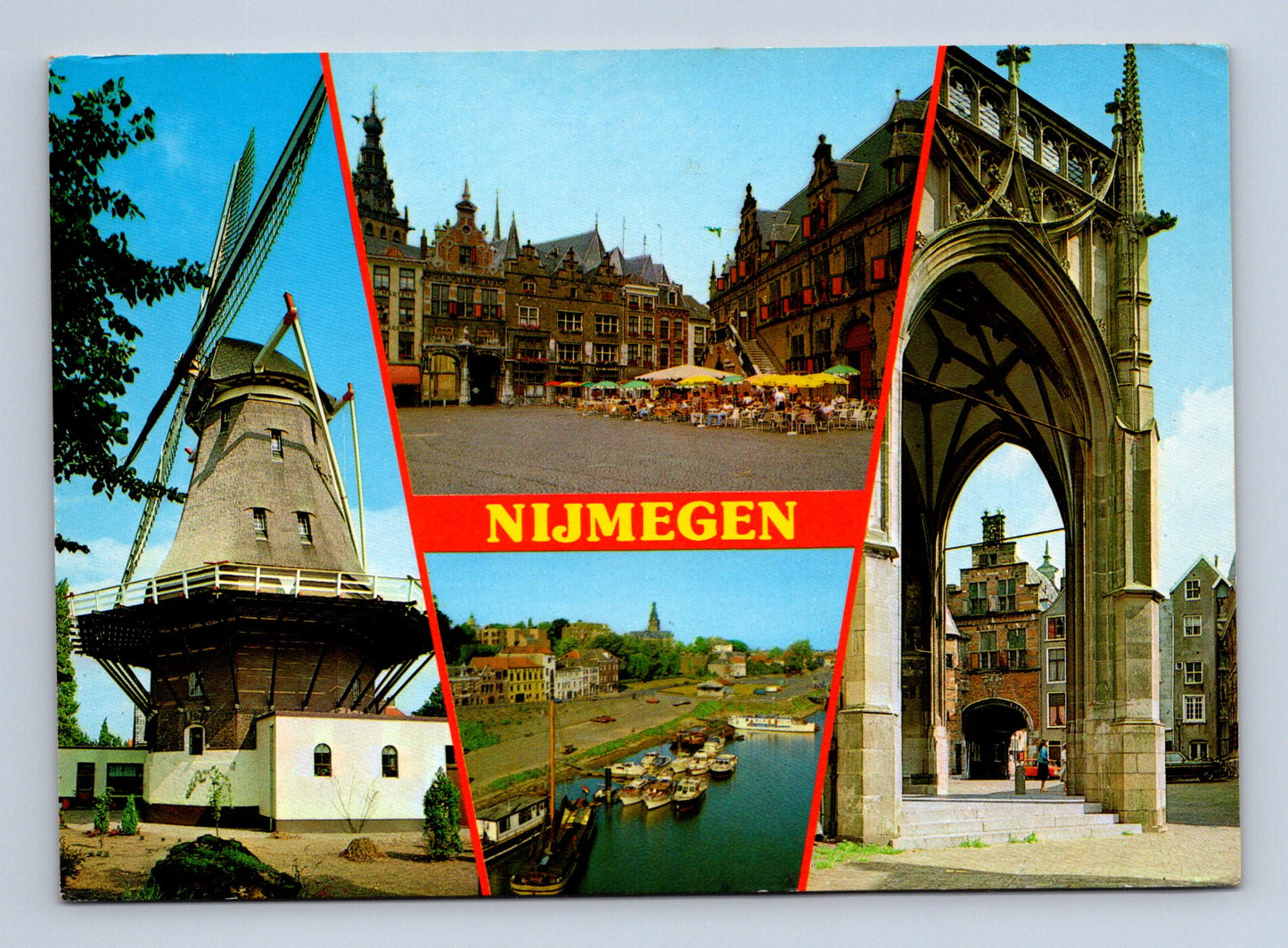 Pohlednice Holandsko Nijmegen koláž s větrným mlýnem 1970 (M29867)