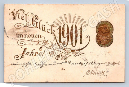 Pohlednice Nový rok přání štěstí 1901 MARKA (M2987)