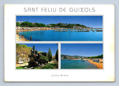 Španělsko Sant Feliu de Guíxols pláž lodě vlak 2003 (M29871)