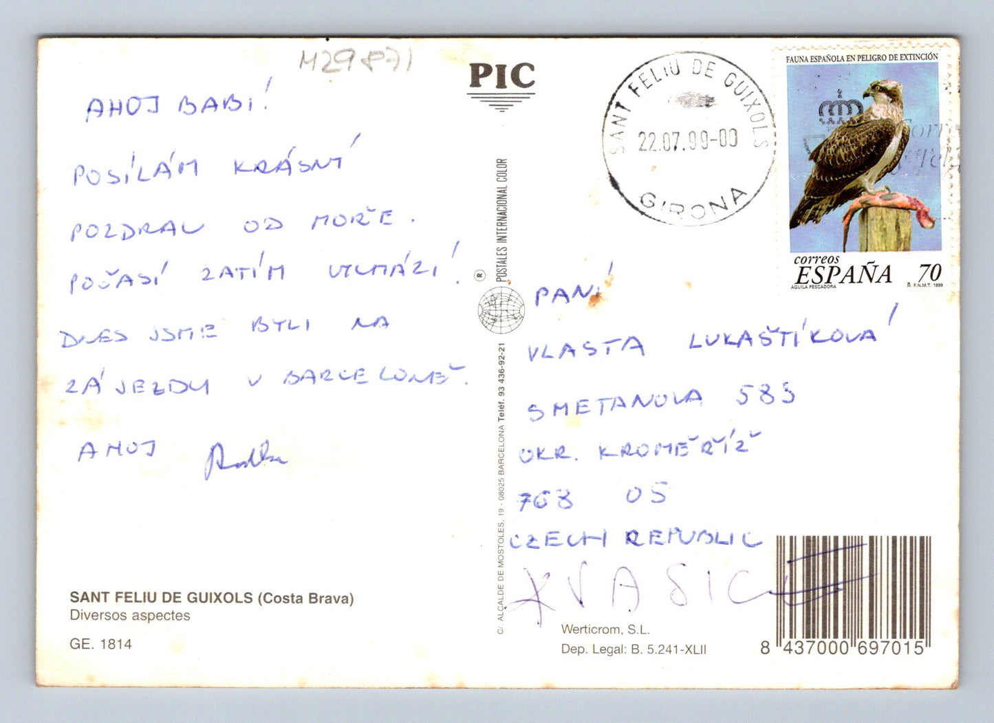 Španělsko Sant Feliu de Guíxols pláž lodě vlak 2003 (M29871)