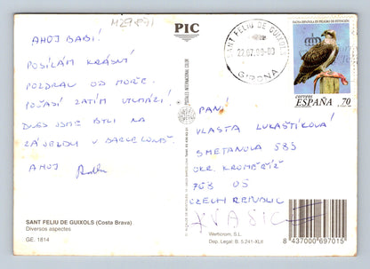 Španělsko Sant Feliu de Guíxols pláž lodě vlak 2003 (M29871)