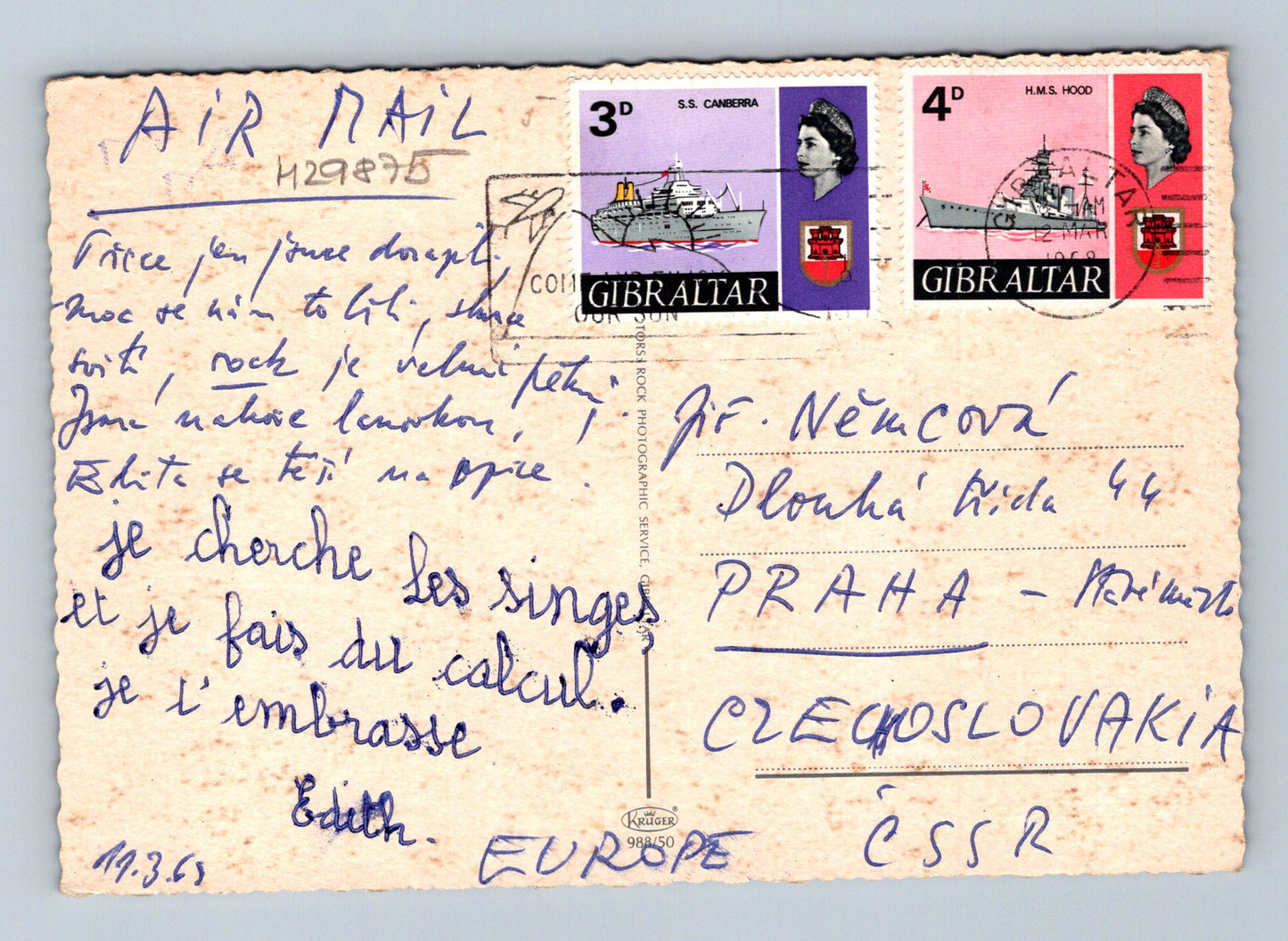 Pohlednice Gibraltar různé pohledy na Skálu 1968 (M29875)