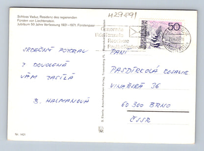 Pohlednice Lichtensteynsko Vaduz hrad zámek 1971 (M29891)