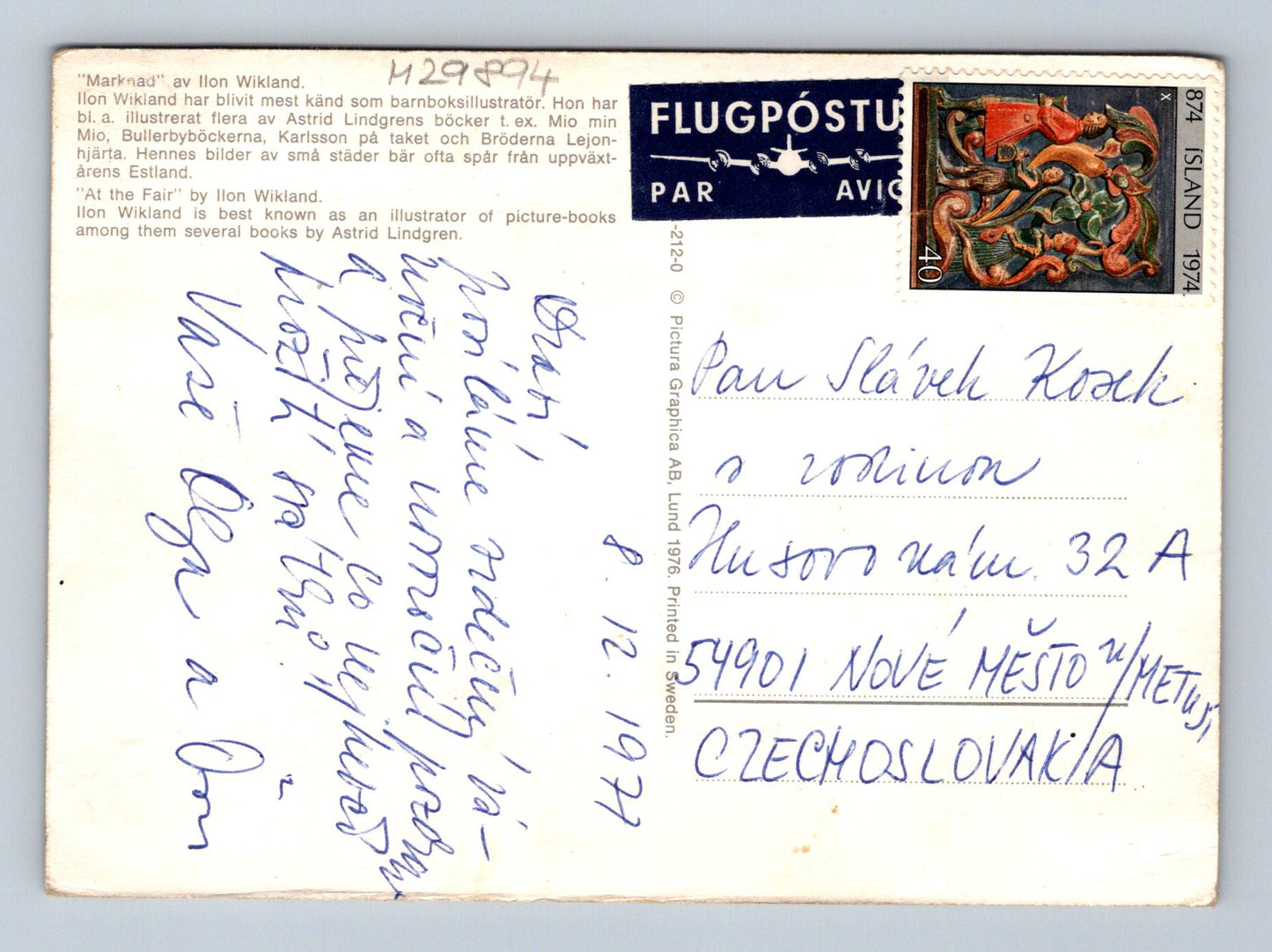 Pohlednice Island Zimní trh Ilon Wikland 1977 (M29894)