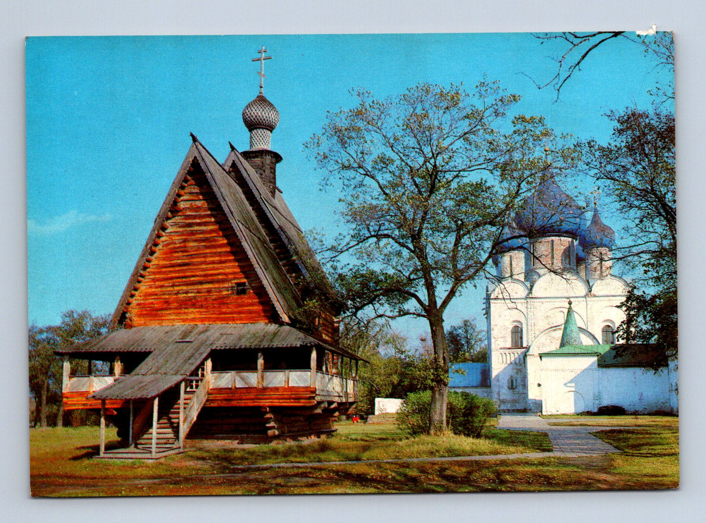 Pohlednice Rusko Suzdal dřevěný kostel a katedrála 1978 (M29900)